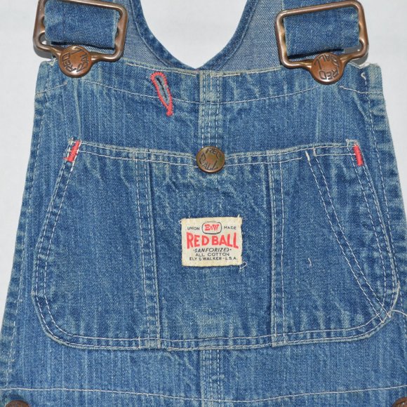 Vintage Ely & Walker (E & W) Red Ball Sanforized Denim Overalls Size 3T-4T - Picture 4 of 4